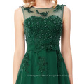 Grace Karin sin mangas V-Back verde oscuro vestido de fiesta de gasa CL007555-8